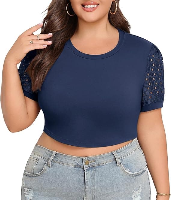 Amazon : Lastshe Women’s Lace Short Sleeve Plus Size Crop Top $4.99 (Reg $10) + Free prime shipping. #ad