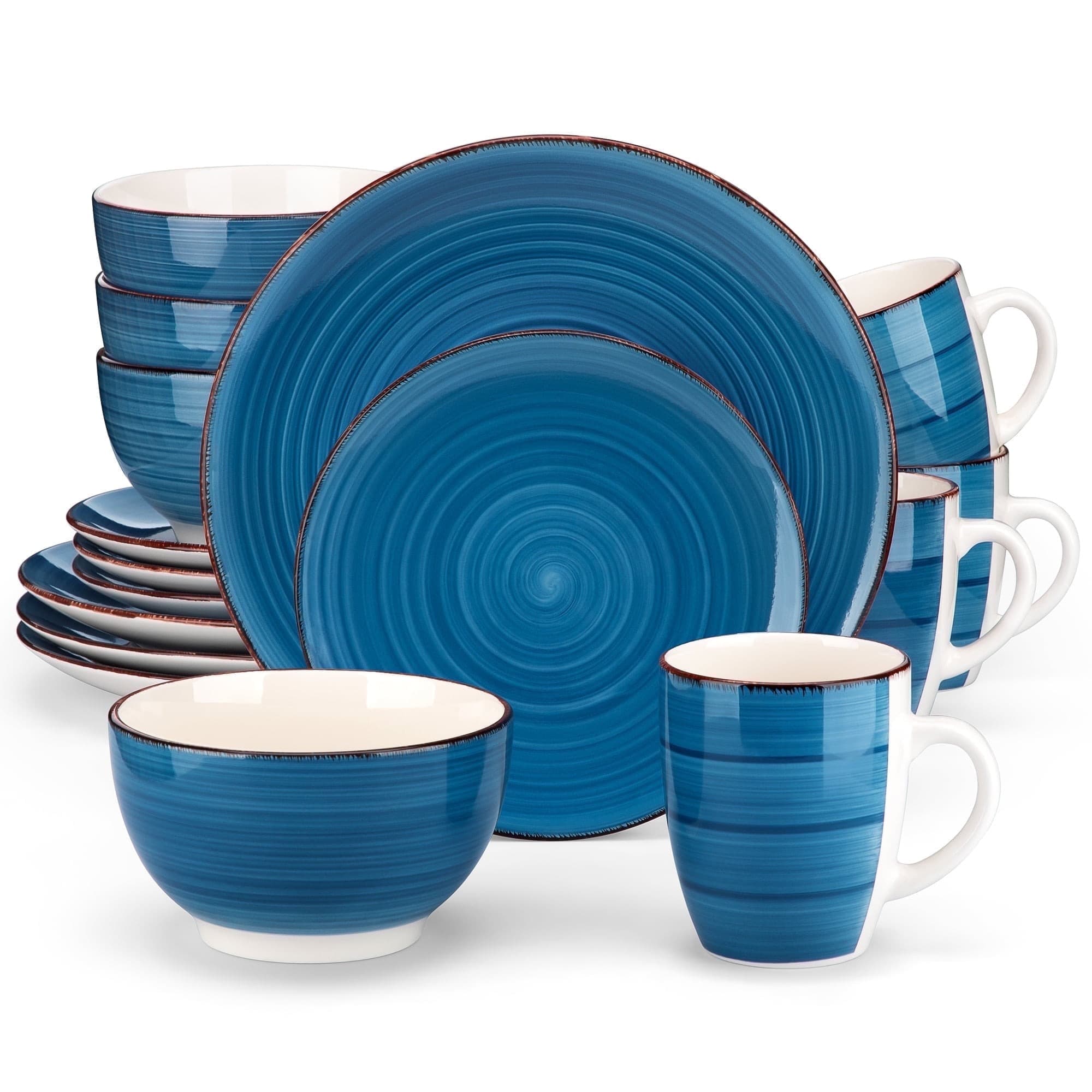 Walmart #ad :vancasso, Series Bella, 16 Pcs Stoneware Dinnerware Set, Blue Dinner Set, Service for 4 For $54.99 (Reg $84.99)