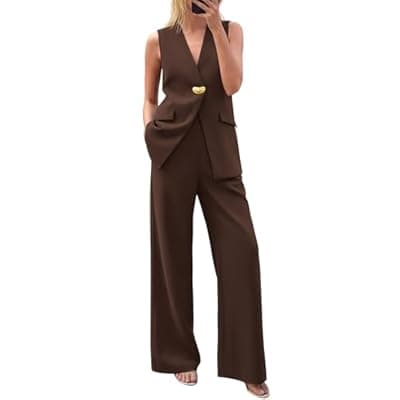 Amazon : KIRUNDO Women’s Two Piece Sets Pants Suits Dressy  $21.99 (Reg $53) + Free   shipping. #ad