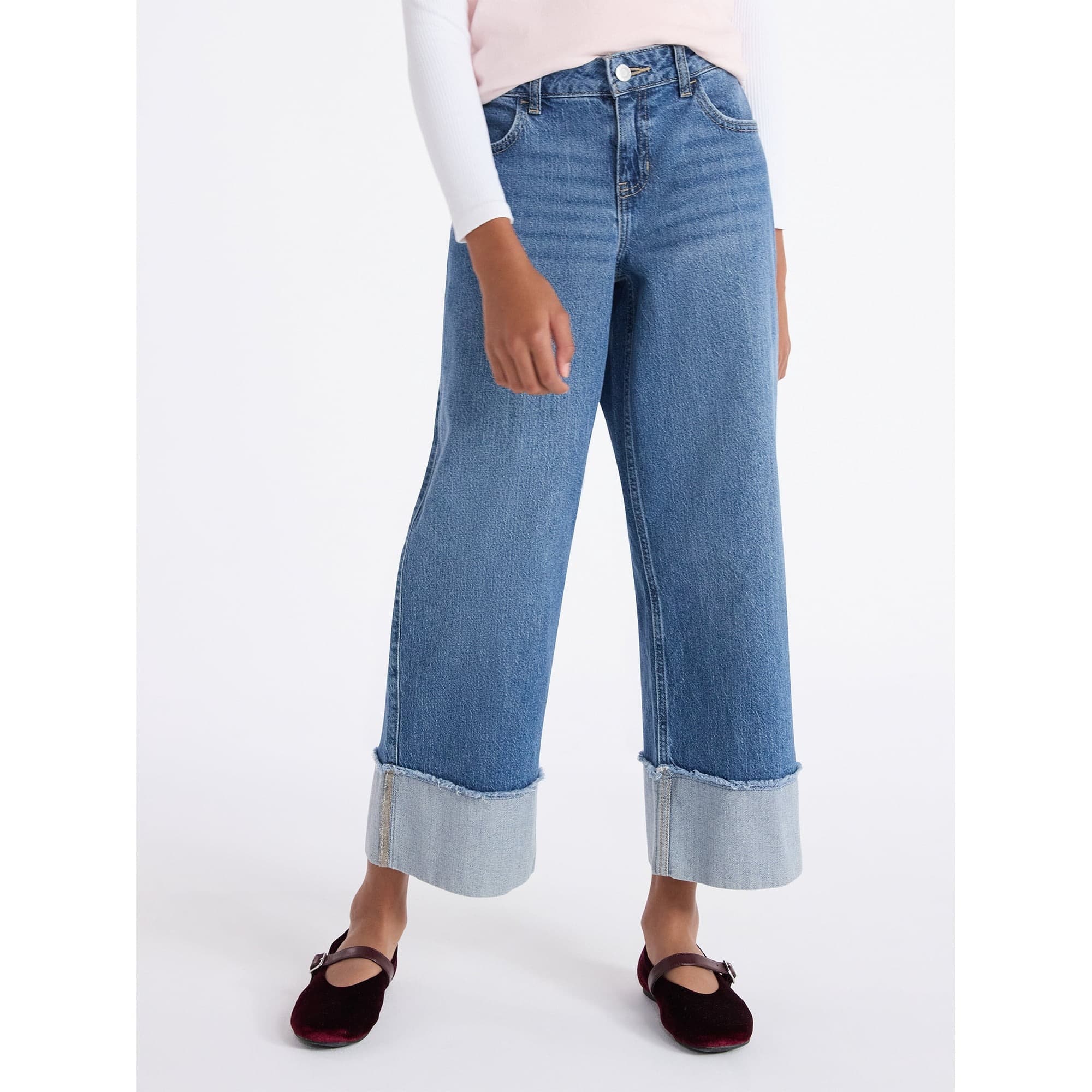 Walmart #ad :Weekend Academy Girls Cuffed Hem Jeans, Sizes 5-18 For $8.44 (Reg $16.98)