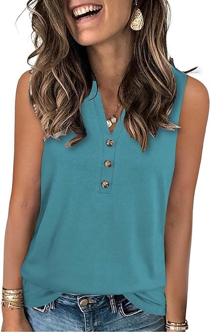 Amazon : Womens Summer Tank Top V Neck Sleeveless Tops $5.99 + Free prime shipping. #ad