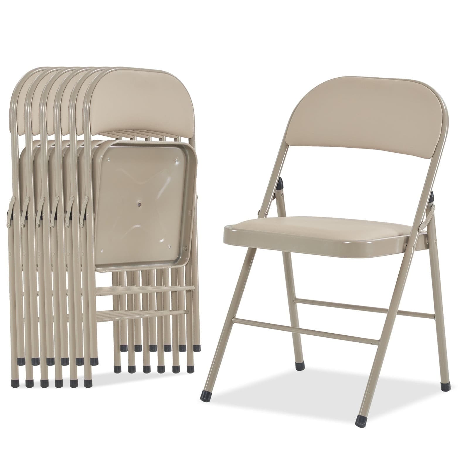 Walmart #ad :Furnibear 6 Pack Folding Chairs, Leather Padded Cushion Chairs For $99.99 (Reg $163.99)