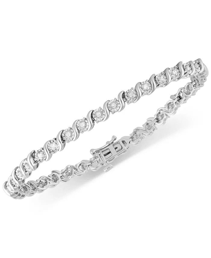 Macys #Ad:Diamond Bracelet in Sterling Silver or Gold-Plated Sterling Silver $99 (was $400) + free shipping.