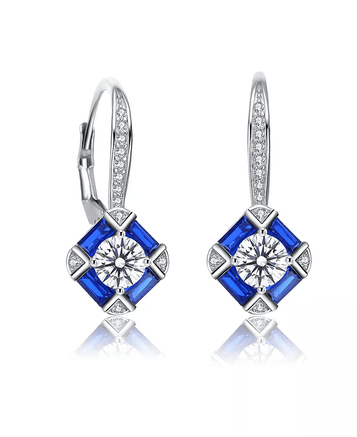 Macys #Ad:Genevive Silver White Gold Plated and Blue Cubic Zirconia Earrings $36.25 (was $145) + free shipping.