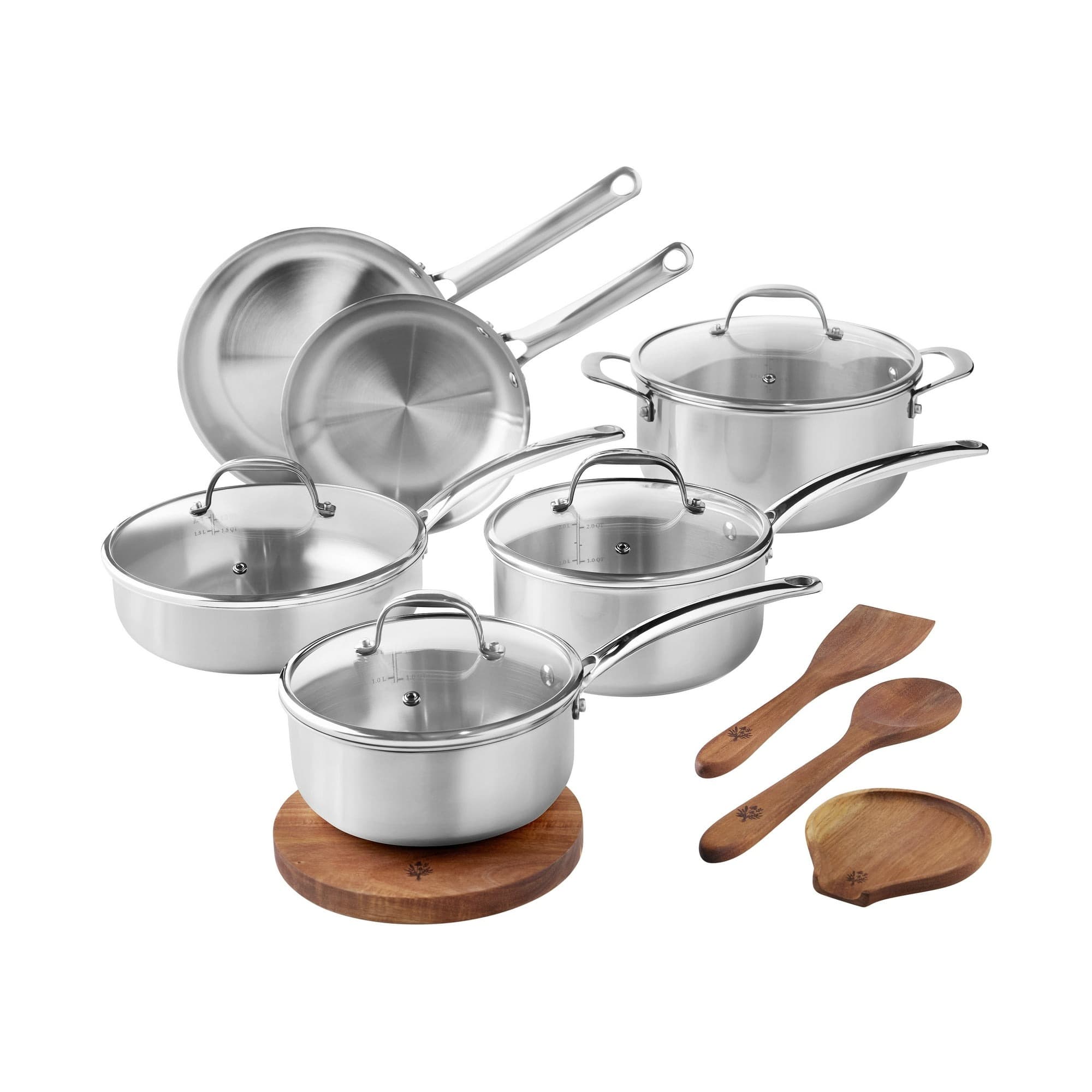 Walmart #ad :The Pioneer Woman 14-Piece Tri-Ply Stainless Steel Cookware Set For $129 (Reg $149)