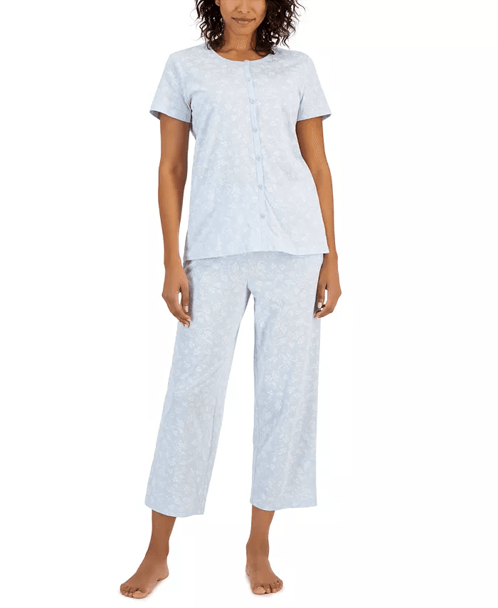 Macys #Ad:Charter Club Women’s 2-Pc. Cotton Printed Cropped Pajamas Set $22.25 (was $44.50) + store pickup.