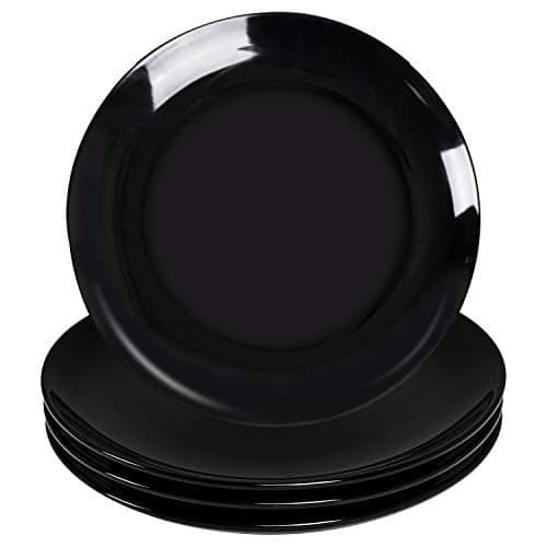 Walmart #ad :Delling Ceramic Salad Plates, Black Salad Plate, Serving Dishes Set of 4, 10 inch For $27.99