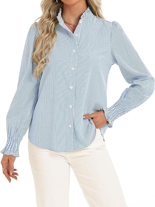 Amazon : Funlingo Women’s Striped Button Down Shirts $7 (Reg $29) + Free prime shipping. #ad