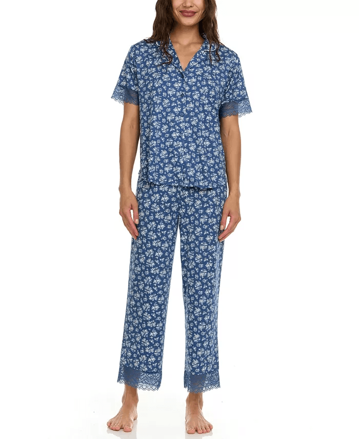 Macys #Ad:Flora by Flora Nikrooz Women’s Janelle Notch Top and Capri Pajama Set $34 (was $68) + free shipping.