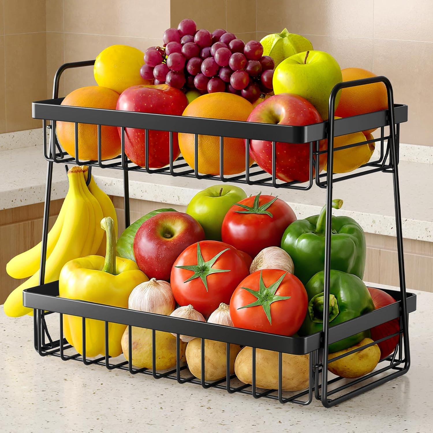Amazon : Fruit Basket for Kitchen Counter – 2-Tier $9.99 (Reg $15) + Free prime shipping. #ad
