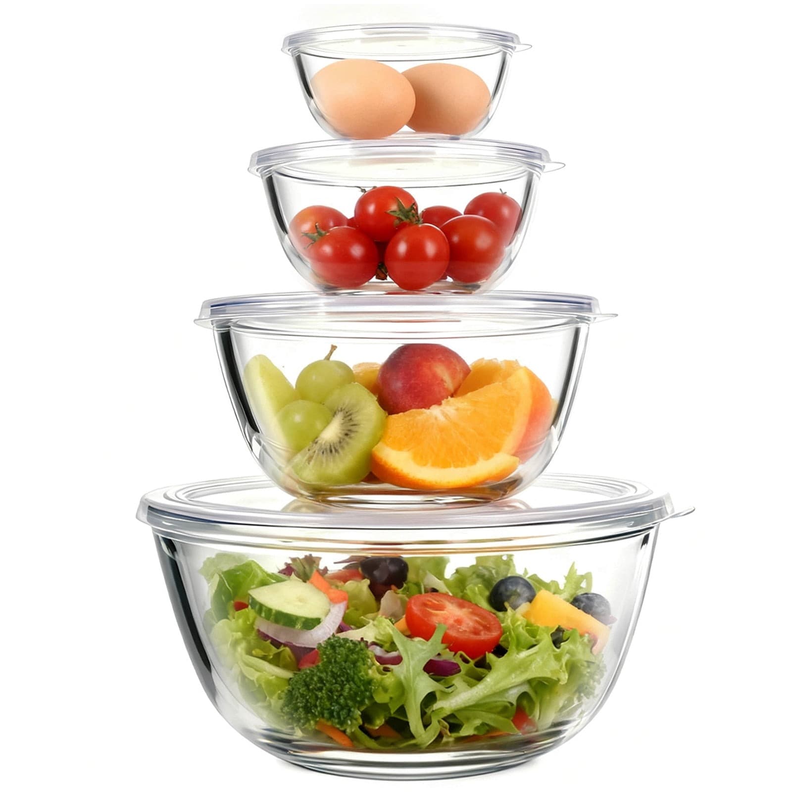 Walmart #ad :WhiteRhino 4 Packs Glass Mixing Bowls with Lids Set,Clear Glass Bowl For $24.99 (Reg $39.99)