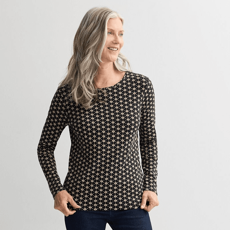 Kohl’s #ad:Women’s Croft &amp; Barrow® Essential Long-Sleeve Classic Crewneck Tee $8.27 (was $34.99) + store pickup.