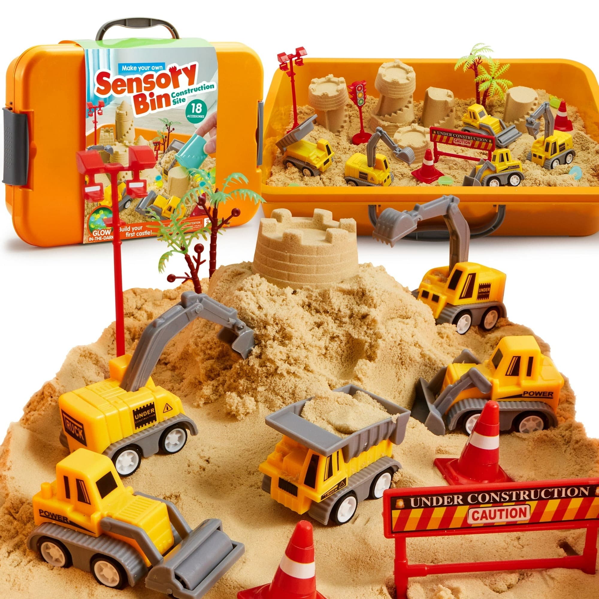 Walmart #ad : Klever Kits Construction Sensory Bin with Glow-in-The-Dark Stones, Play Sand Toy For $24.99 (Reg $34.99)