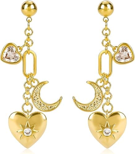 Amazon : Dangle Gold Heart Charm Earrings for Women $5 (Reg $10) + Free prime shipping. #ad