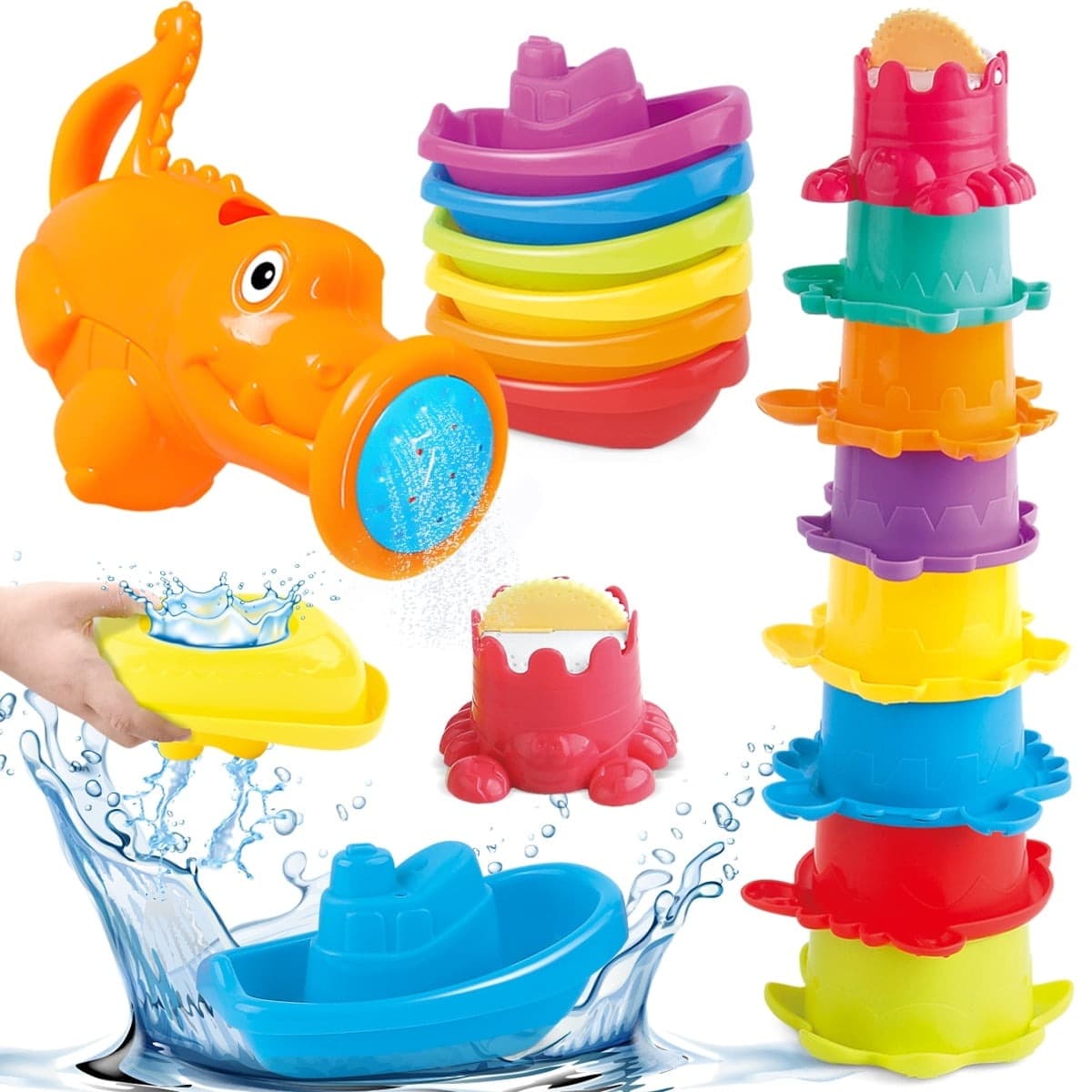 Walmart #ad :﻿ Baby Bath Toys for 6-12-18 Months Infant,15 PCS Kids Stacking Toys Outdoor Beach Pool Toy For $13.49 (Reg $22.99)