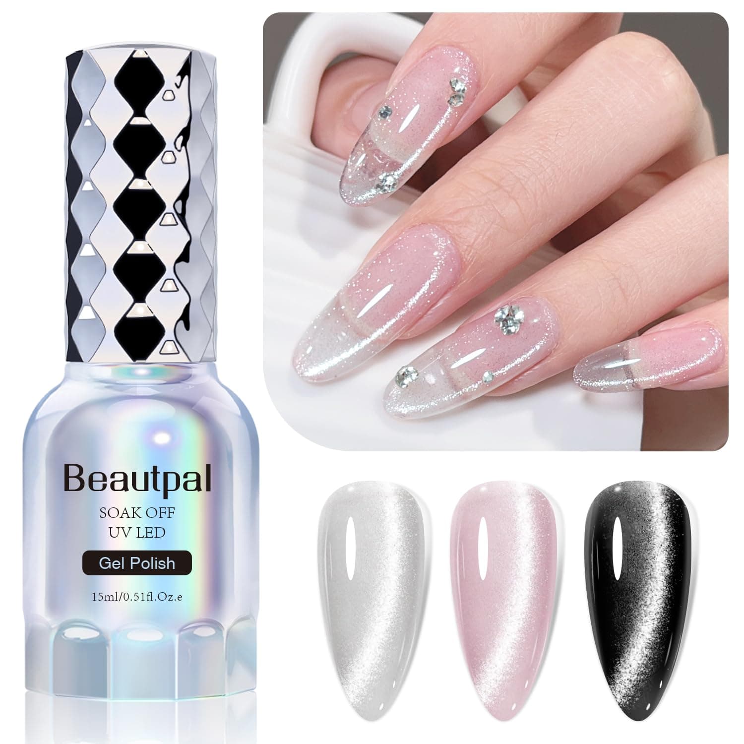 Amazon : BEAUTPAL Silver Glitter Cat Eye Gel Nail Polish $2 (Reg $8) + Free prime shipping. #ad