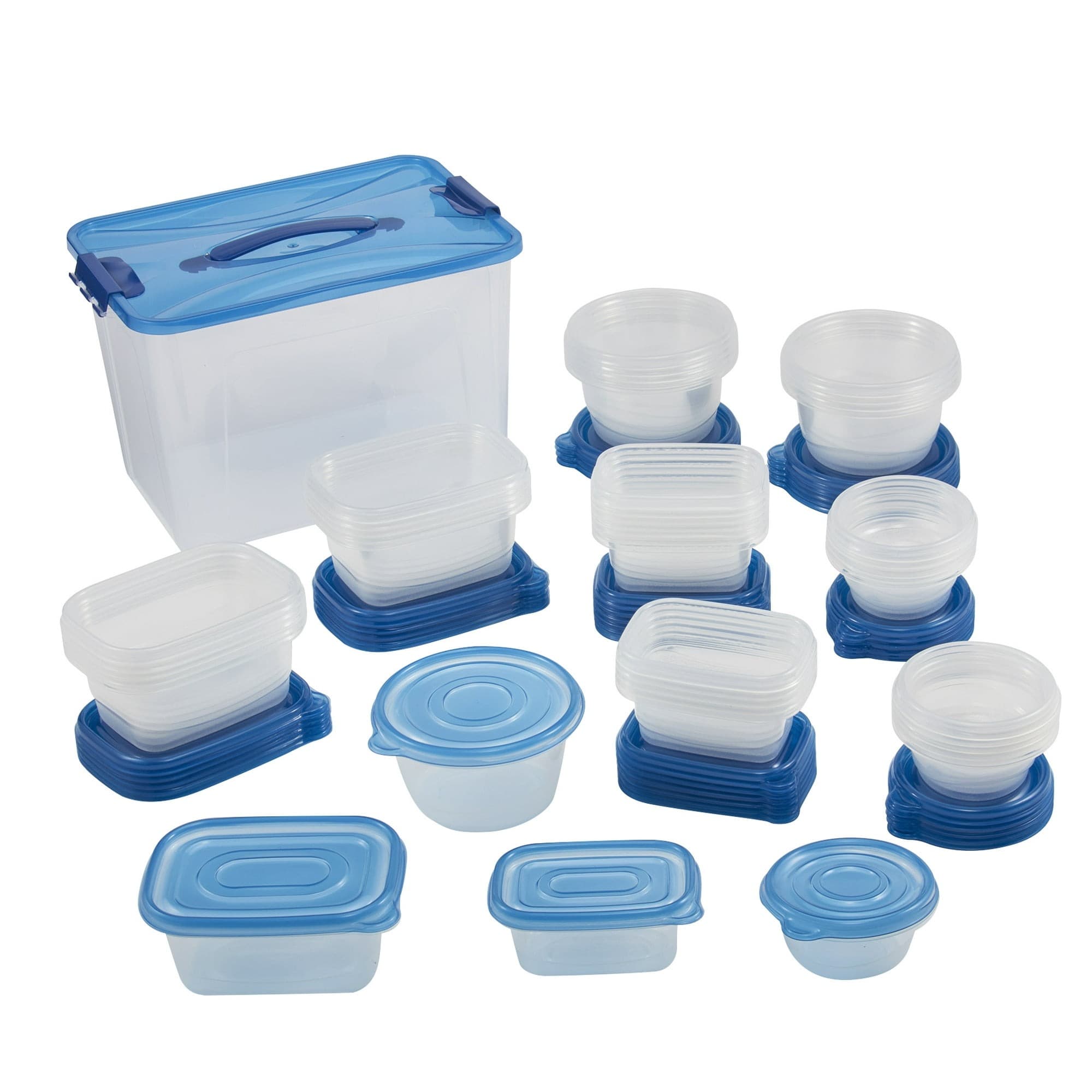 Walmart #ad :Mainstays 92 Piece Food Storage Variety Value Set, Blue Lids For $11.93 (Reg $13.93)