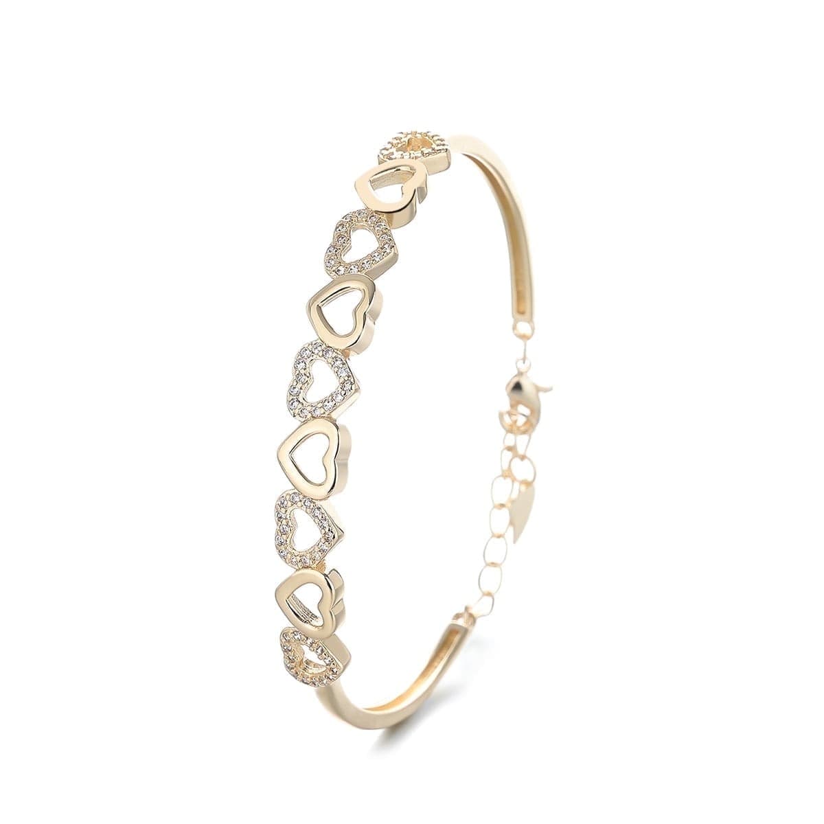 Walmart #ad :Amy and Annette 14K Gold Hearts Bangle Adjustable Bracelet For $15.25 (Reg $89.99)