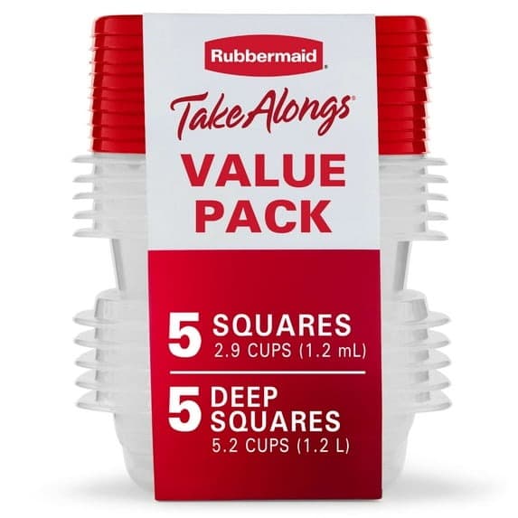Walmart #ad :Rubbermaid TakeAlongs Food Storage Containers, 10 Piece Set, Red, A Practical Choice for Dry Goods and Bulk Ingredients For $5.58