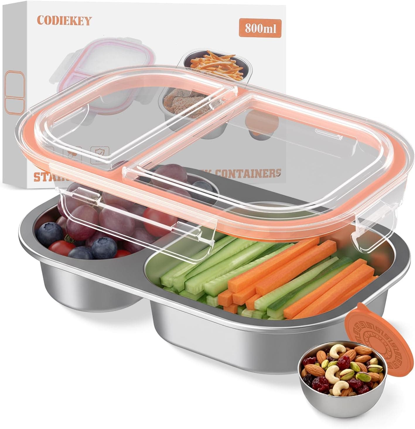 Amazon : Snack Containers With Lids,2 Compartment  $7.99 + Free prime shipping. #ad