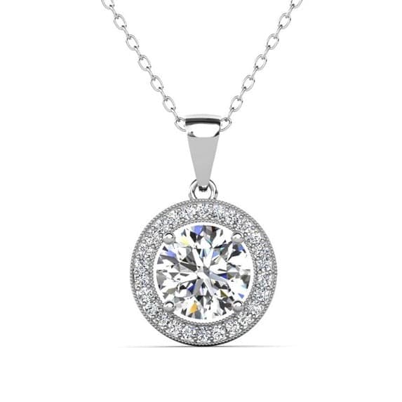 Walmart #ad :Cate &amp; Chloe Blake 18k White Gold Plated Halo Necklace For $17.99 (Reg $110)