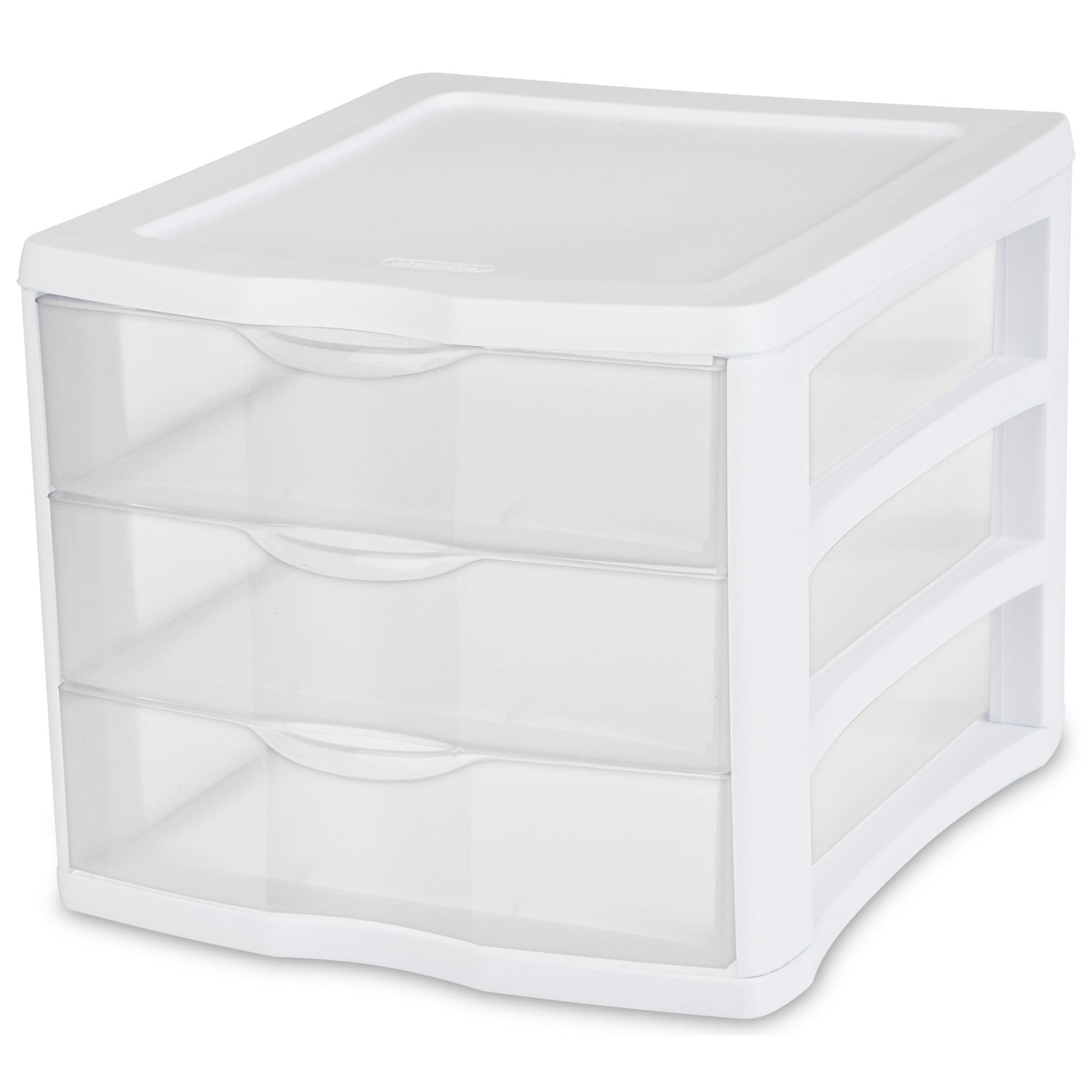 Walmart #ad :Sterilite 3 Drawer Unit, Clear Plastic Countertop or Desktop Drawers, White For $10.98 (Reg $26.11)