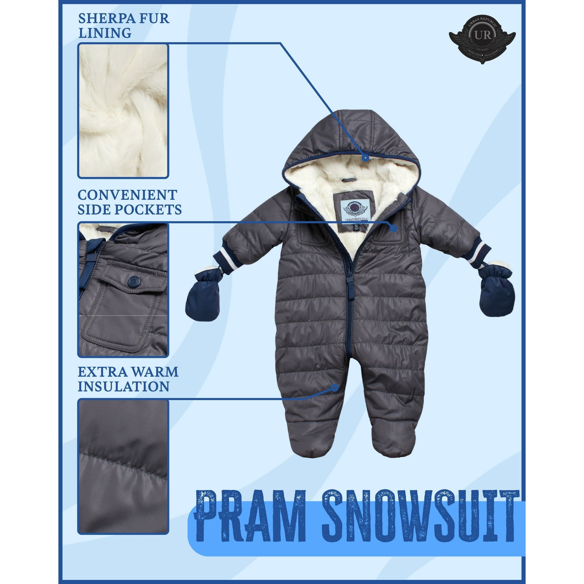 Walmart #ad : Urban Republic Baby Boys Snowsuit – One-Piece Full Sherpa Fleece Lined Infant Pram For $9.98 (Reg $12.97)