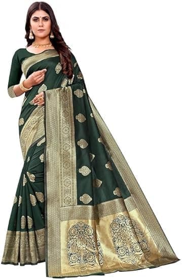 Amazon : Women’s Kanjivaram Pure Silk Sarees w/ Blouse (Various) $22.50  + Free prime shipping. #ad