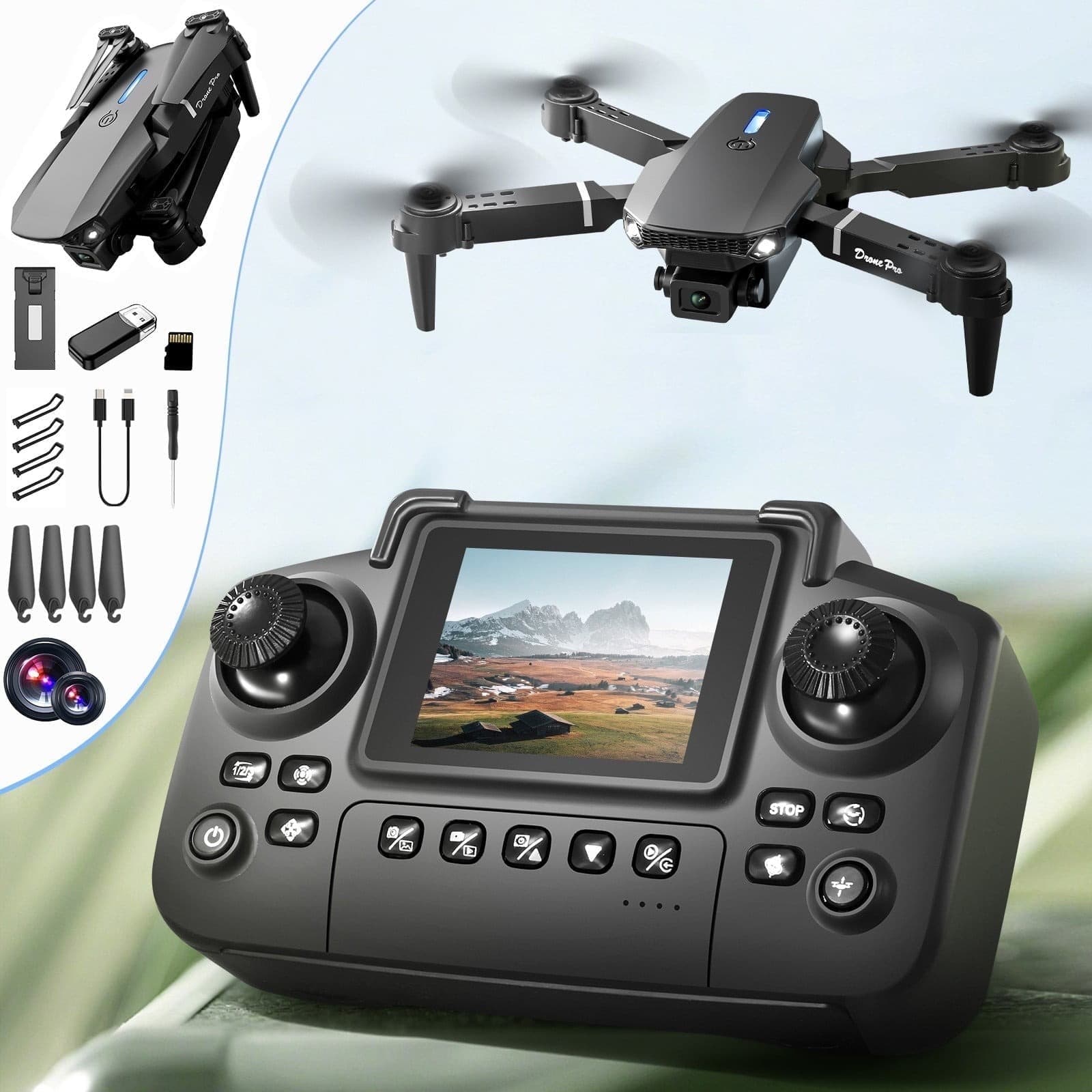 Walmart #ad :LmnLft 1080P Camera Drone with Remote Screen – Altitude Hold RC Quadcopter for Beginners For $28.28 (Reg $31.77)