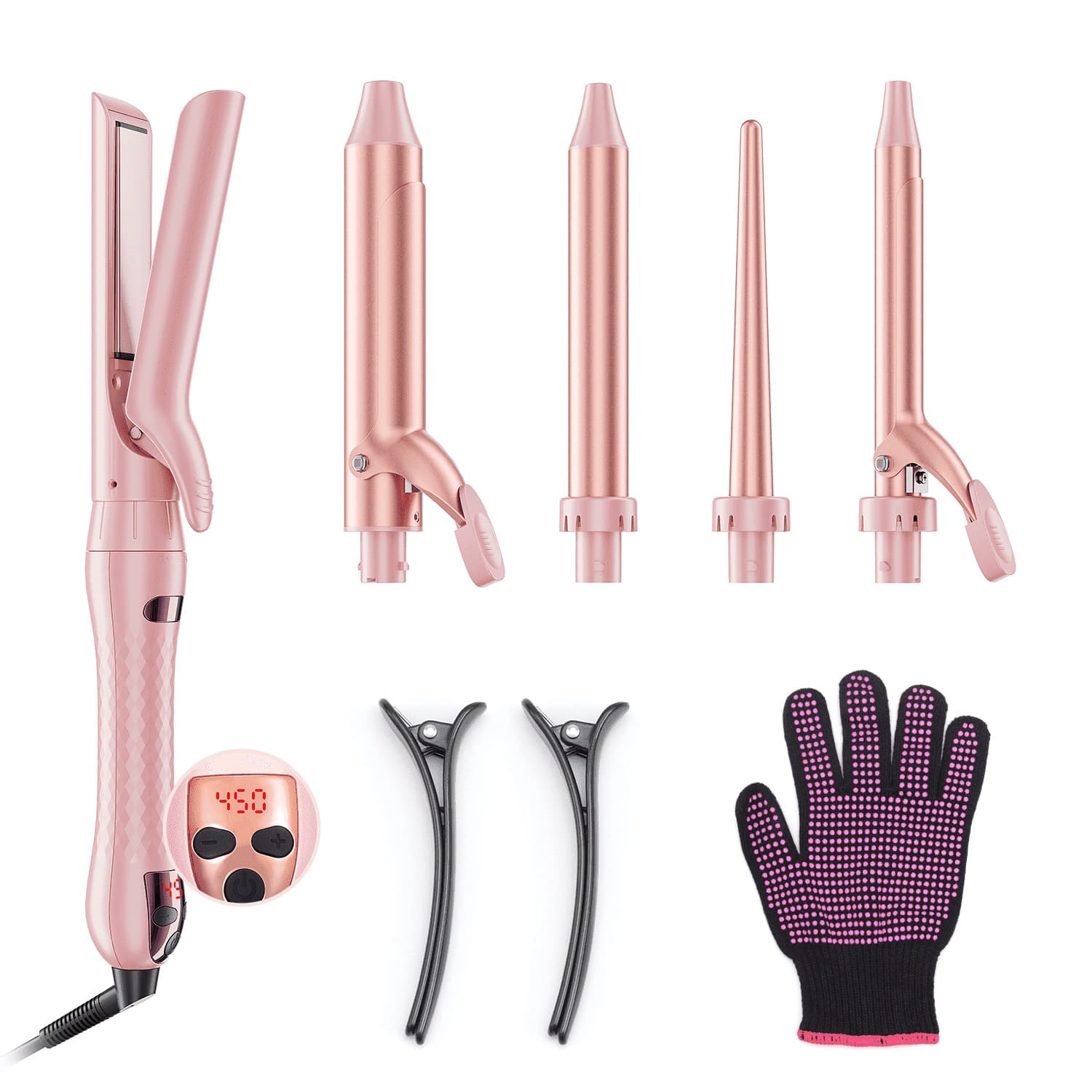 Walmart #ad :Goolioo 5 in 1 Curling Iron Set, Curling Wand set with Flat Iron Hair Straightener For $27.99 (Reg $54.99)