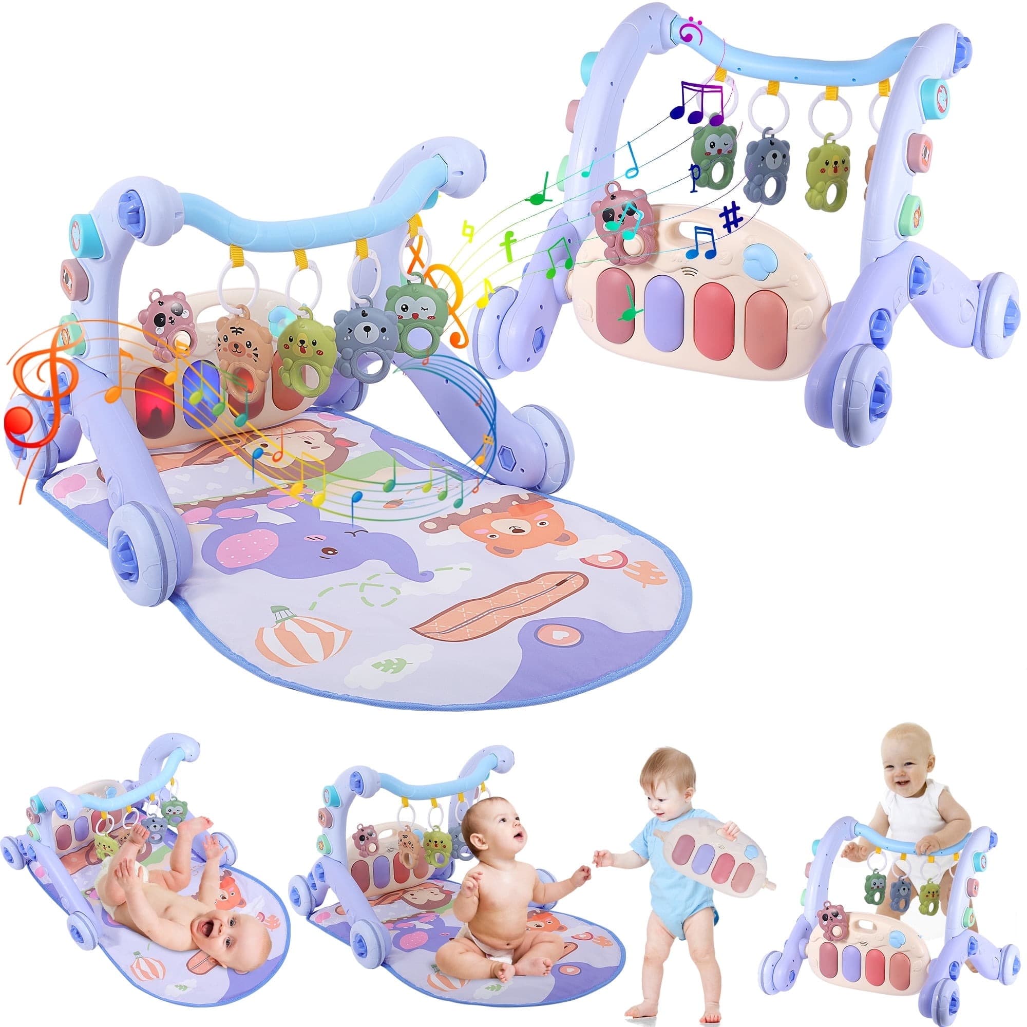 Walmart #ad :FVLOENG Baby Gym Playmat for Infant,Tummy Time Mat with 5 Infant Sensory Baby Toys For $39.99 (Reg $75.99)