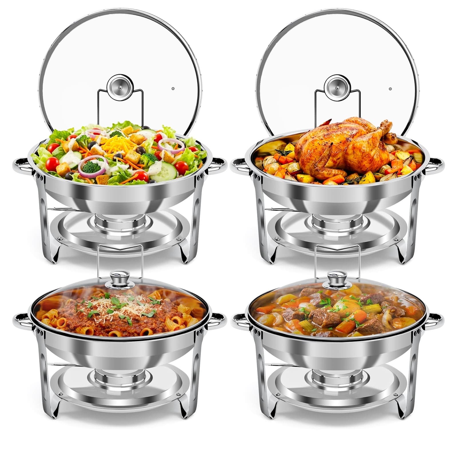 Walmart #ad :Bluebow 4 pack Chafing Dish Buffet Set, 5QT Stainless Steel Food Warmer For $89.99 (Reg $198.99)