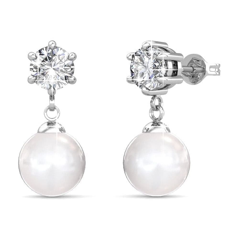 Walmart #ad :Cate &amp; Chloe June 18k White Gold Plated Shell Pearl Drop Earrings For $17.99 (Reg $124)