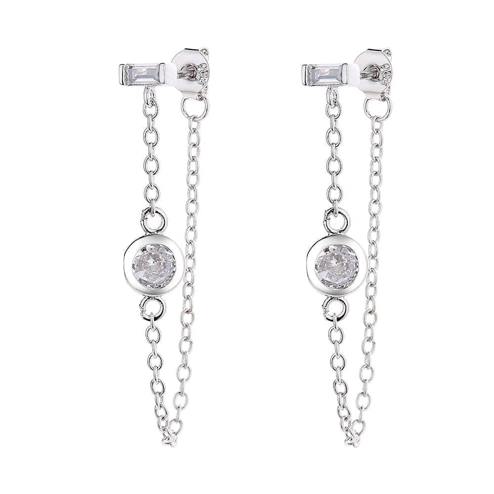 Walmart #ad :Amy and Annette 14kt White Gold Plated Bezel &amp; Chain Earrings For $16.99 (Reg $59.99)