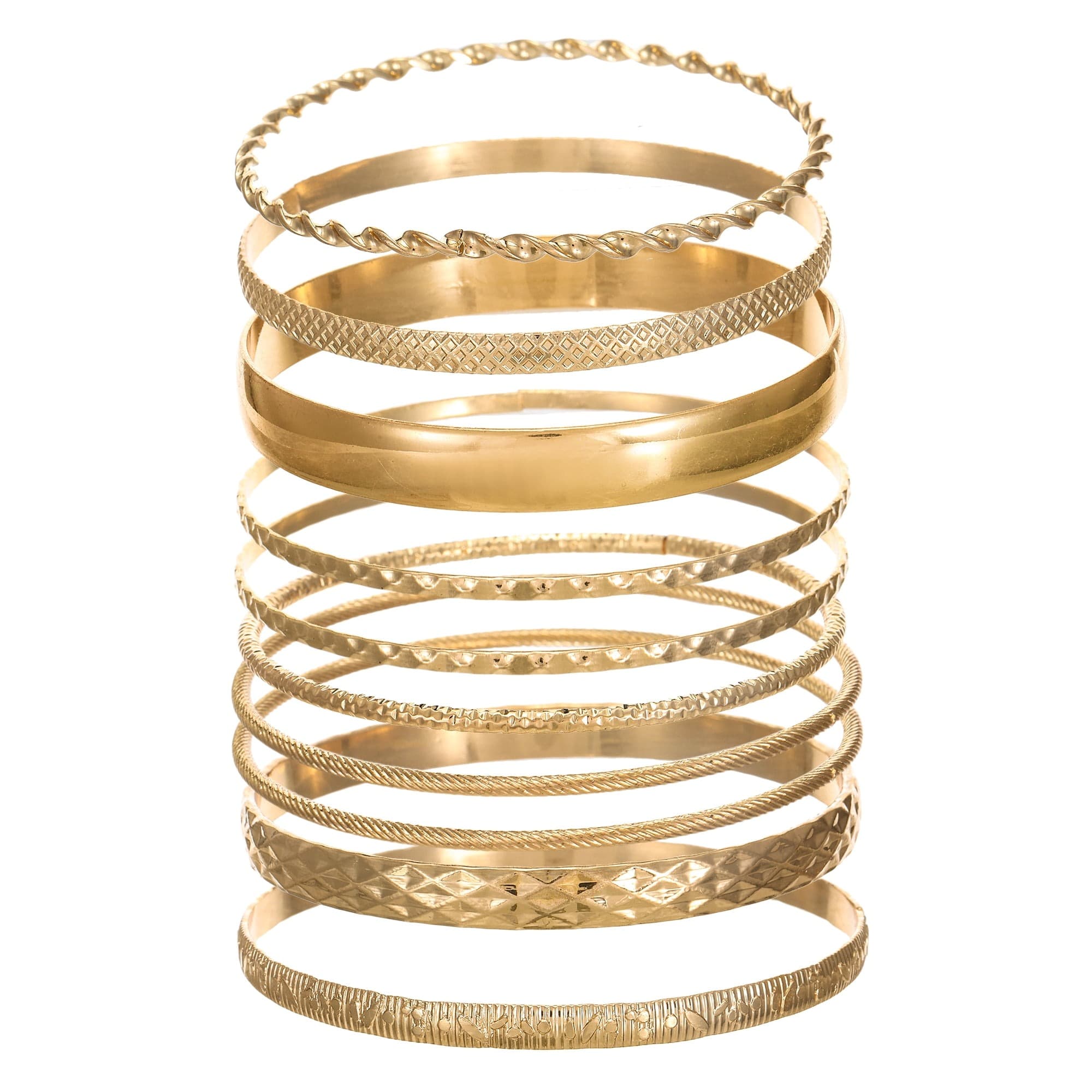 Walmart #ad :Time and Tru Textured Gold-Tone Bangle Bracelets Fashion Jewelry, Gold-Tone, (10-Inch), [Gift Box] For $7.88
