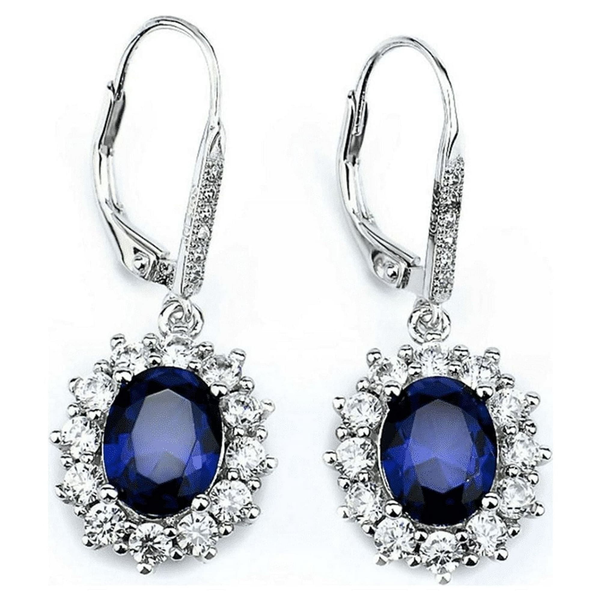 Walmart #ad :Sapphire 18K White Gold Leverback Earrings for Women For $19.98 (Reg $89.99)