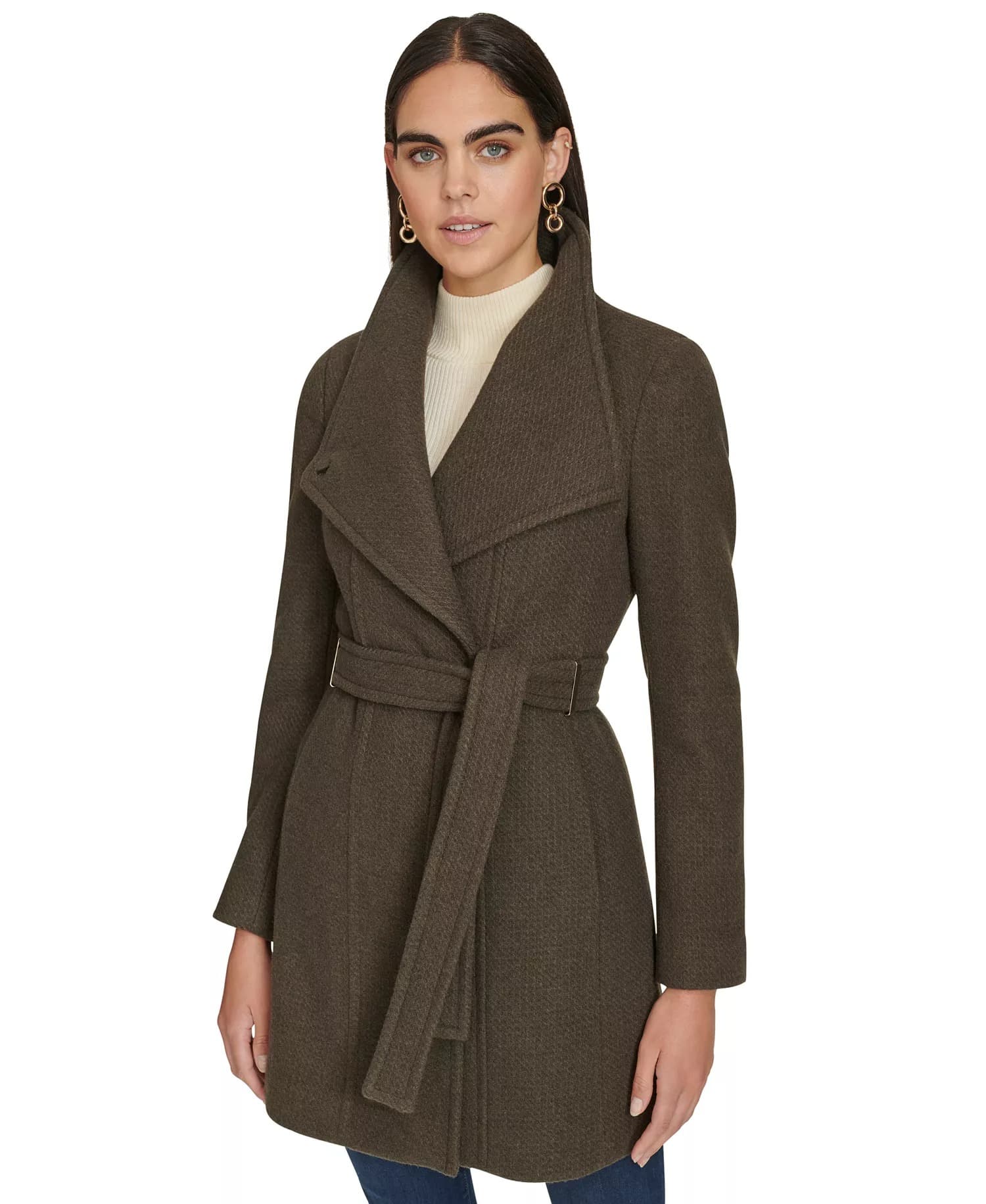 Macys #ad : Calvin Klein Womens Asymmetrical Belted Wrap Coat for $89.99 (reg $320) + Free Shipping.