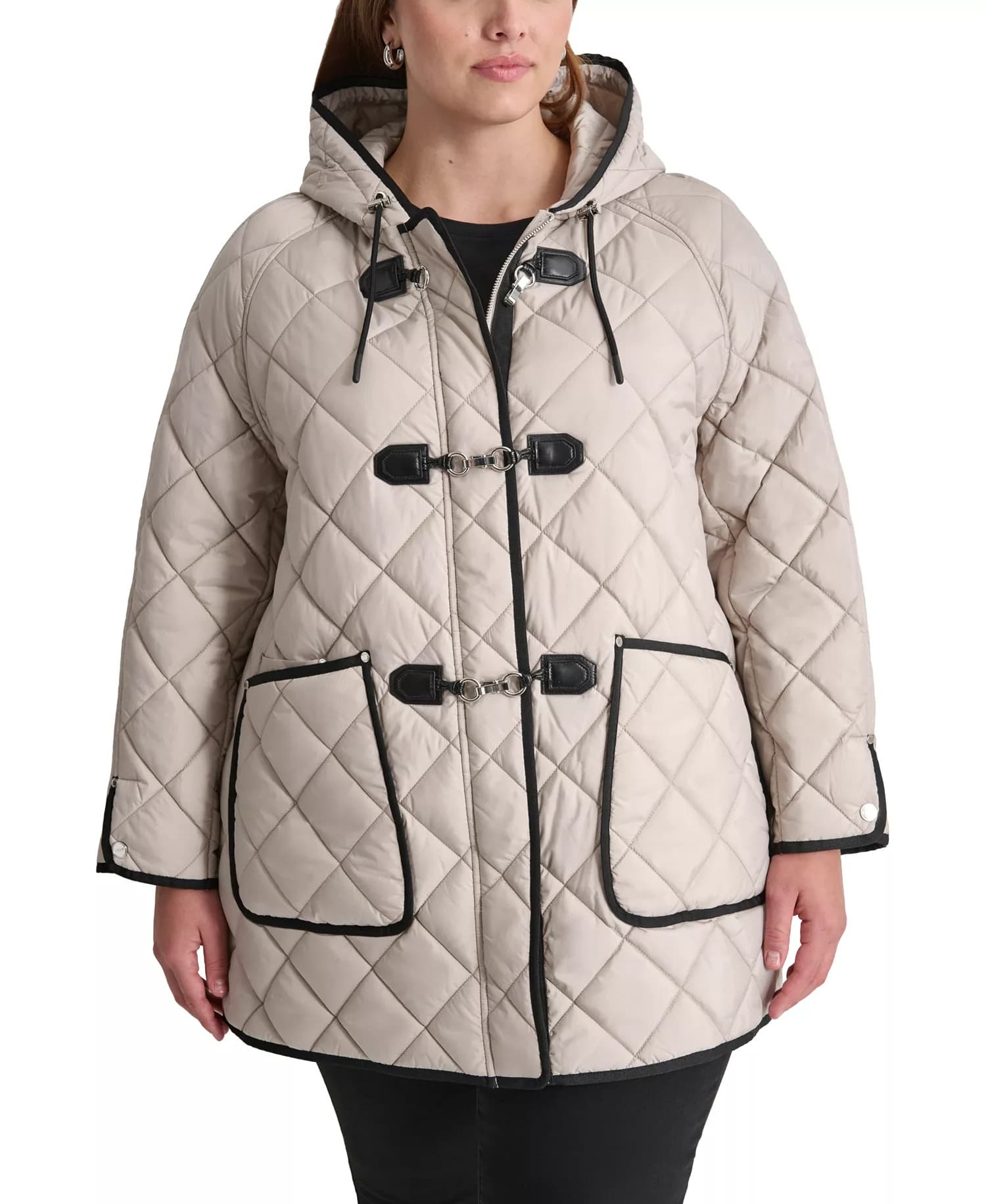 Macys #ad : DKNY Plus Size Hooded Toggle-Front Quilted Coat for $59.99 (reg $200) + Free Shipping.