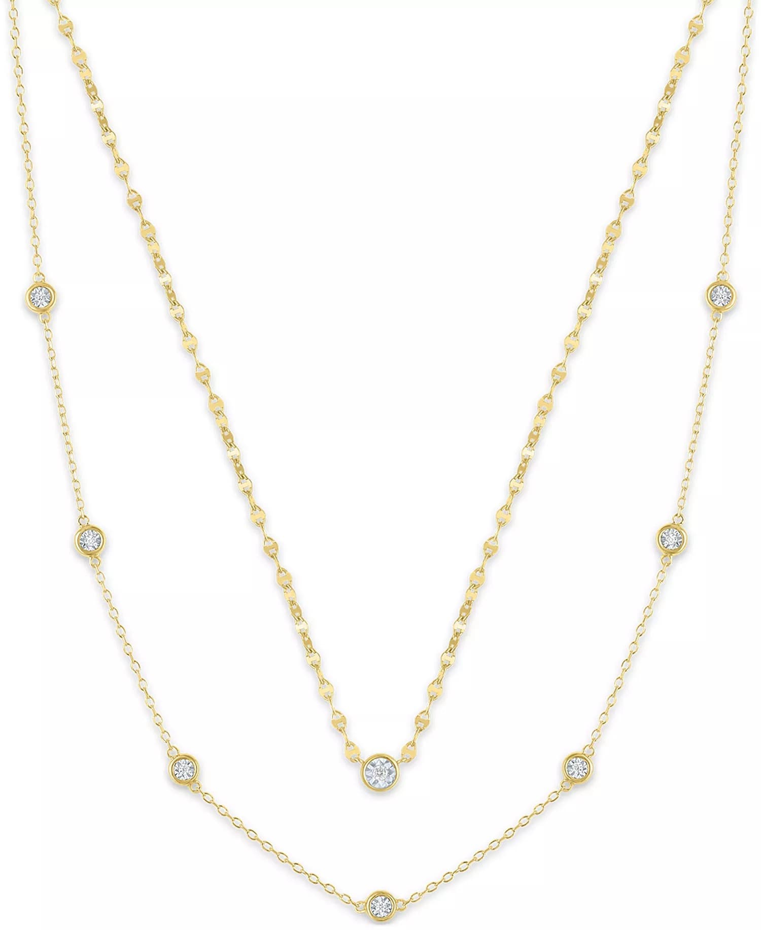 Macys #ad : 2-Pc. Diamond Necklace Set in 14K Yellow Gold over Sterling Silver for $150 (reg $500) + Free Shipping.