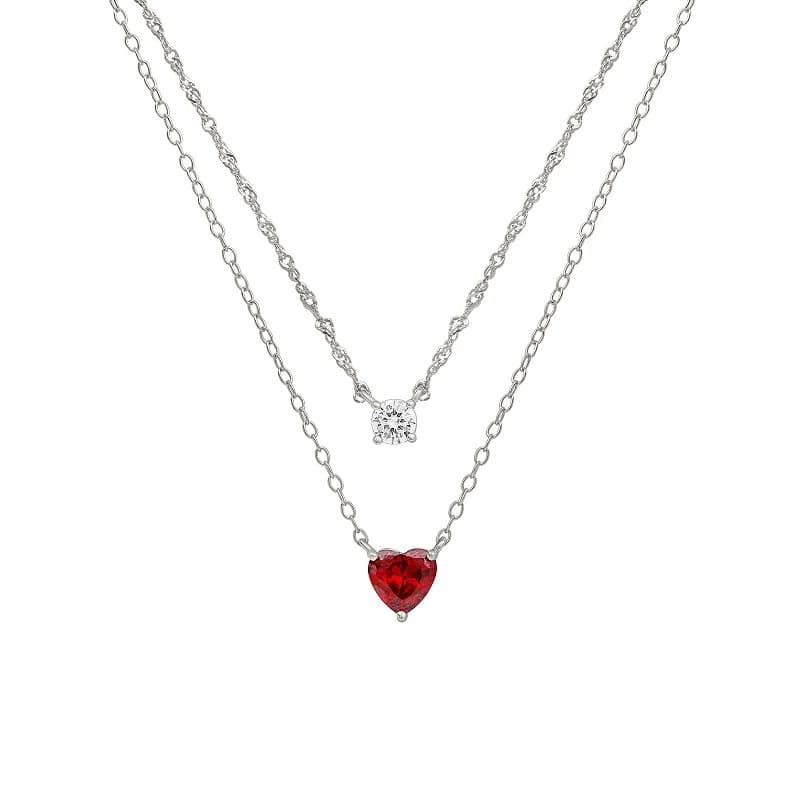 Kohls #ad : PRIMROSE Sterling Silver Red Cubic Zirconia Heart Double Strand Necklace for $20.99 (Reg $75) + Free Pickup.