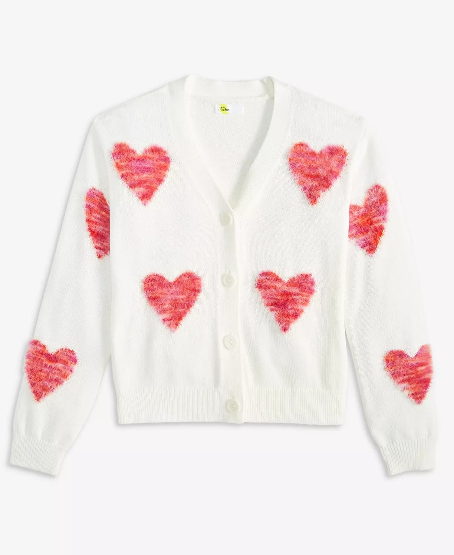 Macys #ad : Epic Threads Girls’ Textured Heart Long-Sleeve Cardigan for $19.20 (reg $48) + Free pickup.
