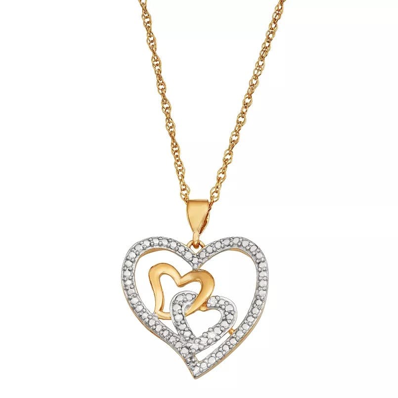 Kohls #ad : Jewelexcess 14k Gold Over Sterling Silver Diamond Accent Heart Pendant Necklace for $46 (Reg $200) + Free Pickup.