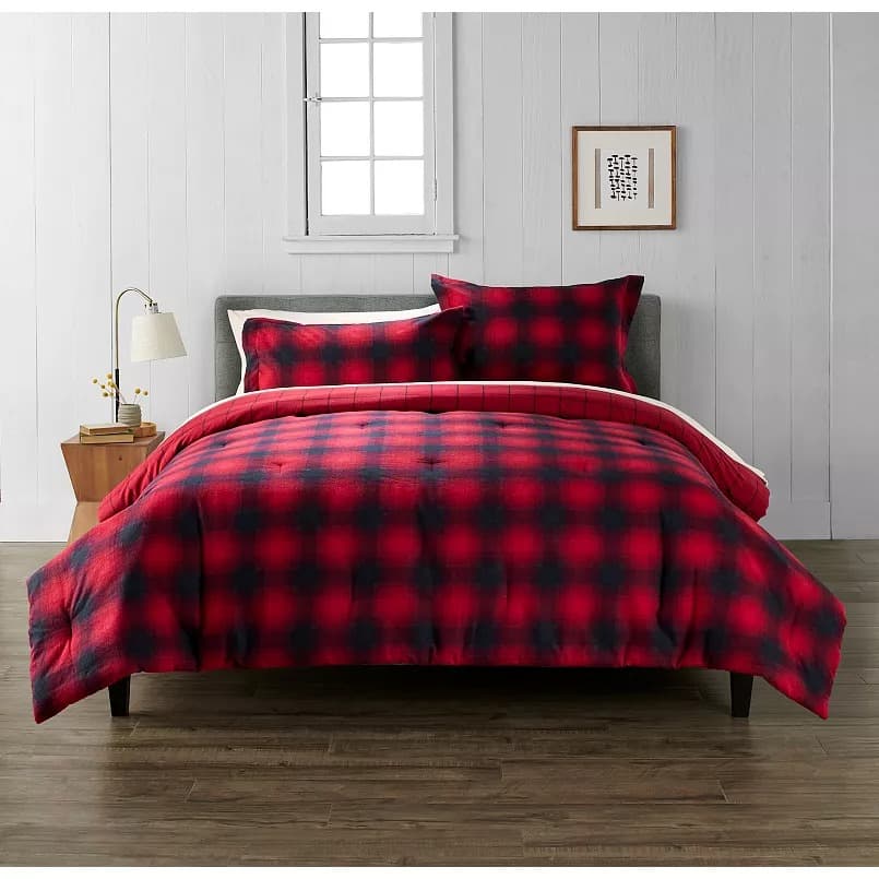 Kohls #ad : Cuddl Duds Ombre Plaid Flannel Comforter Set with Shams for $57.79 (Reg $200) + Free Shipping.