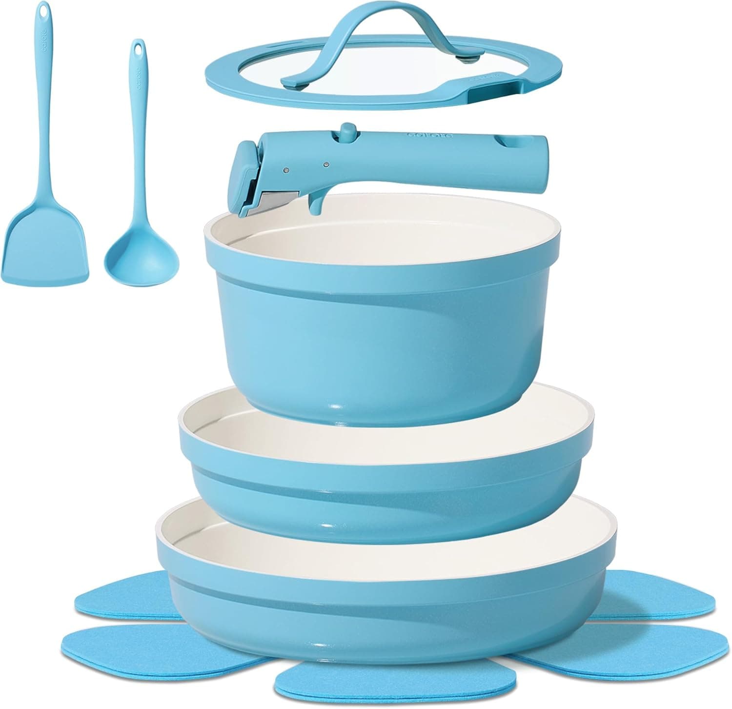 Amazon : 9-Pieces Non Stick Ceramic Pots & Pans Set w/ Detachable Handle $29.99 (Reg $89) . #ad