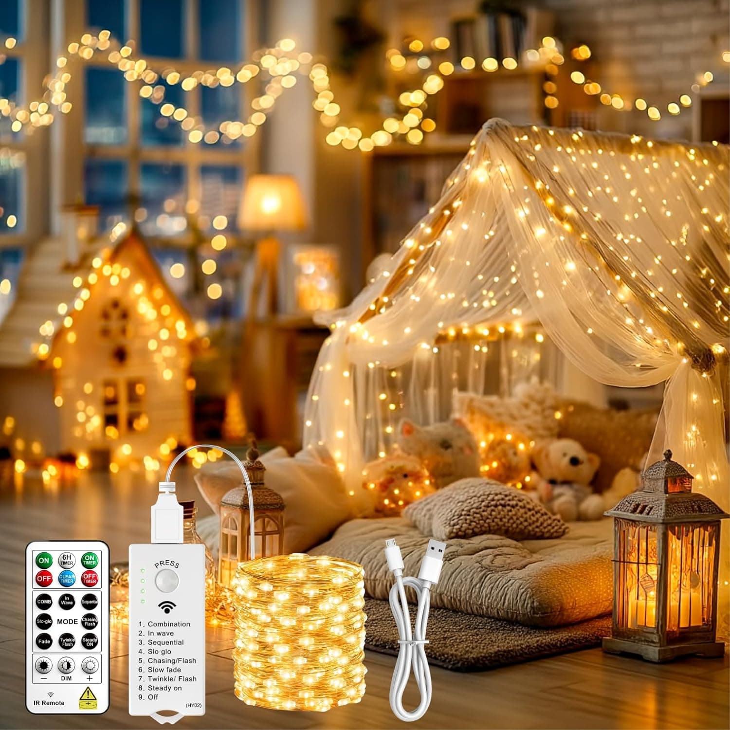 Amazon : HXWEIYE Rechargeable Fairy Lights with Remote & DIY Timer $9.99 + Free prime shipping. #ad