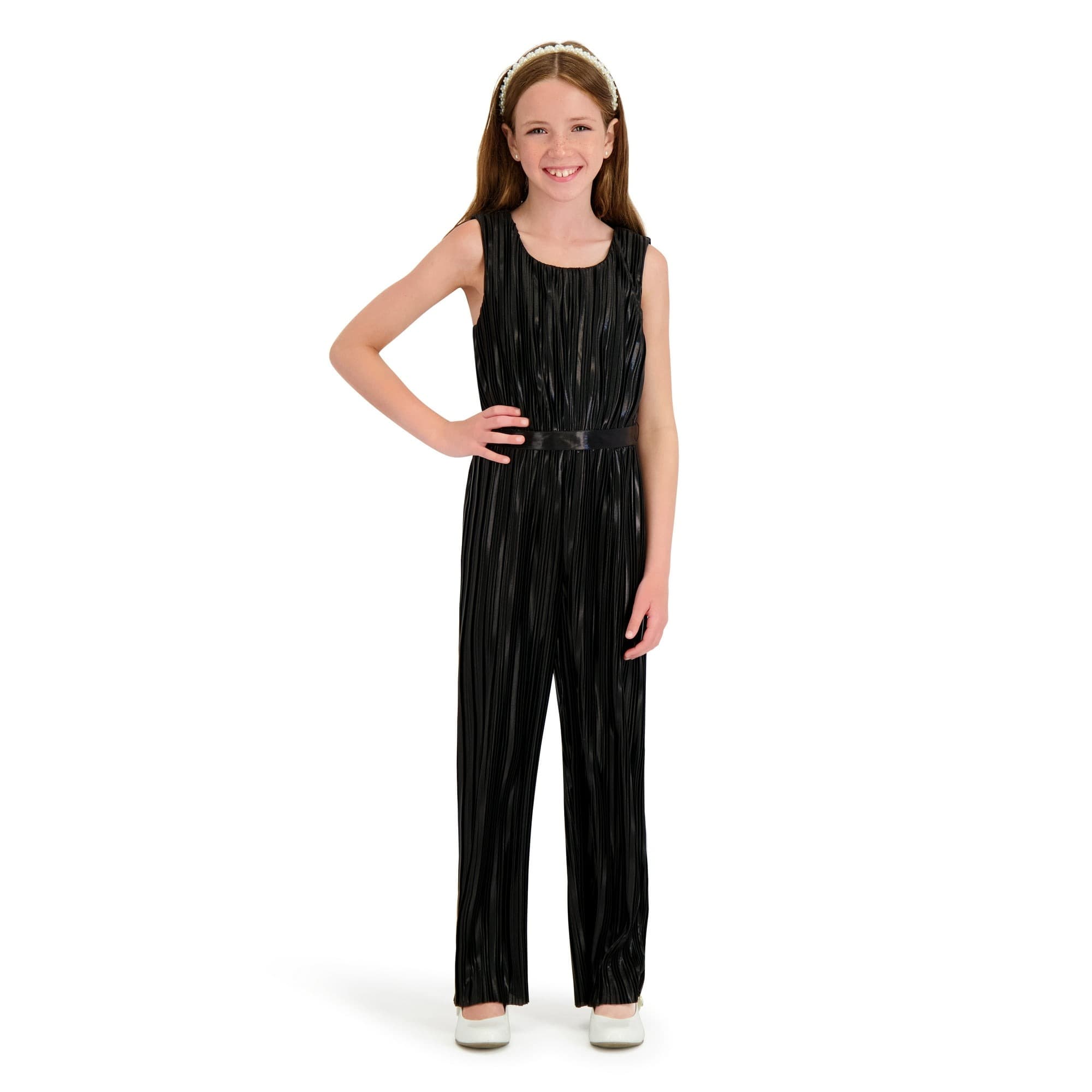 Walmart #ad :Kensie Girl Sleeveless Pleated Metallic Jumpsuit, Sizes 4-16 For $7.96 (Reg $23.98)