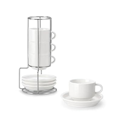 Amazon : MALACASA 2.5 OZ Porcelain Espresso Cups with Saucers and Metal Stand Set of 4 $14 (Reg $25) . #ad