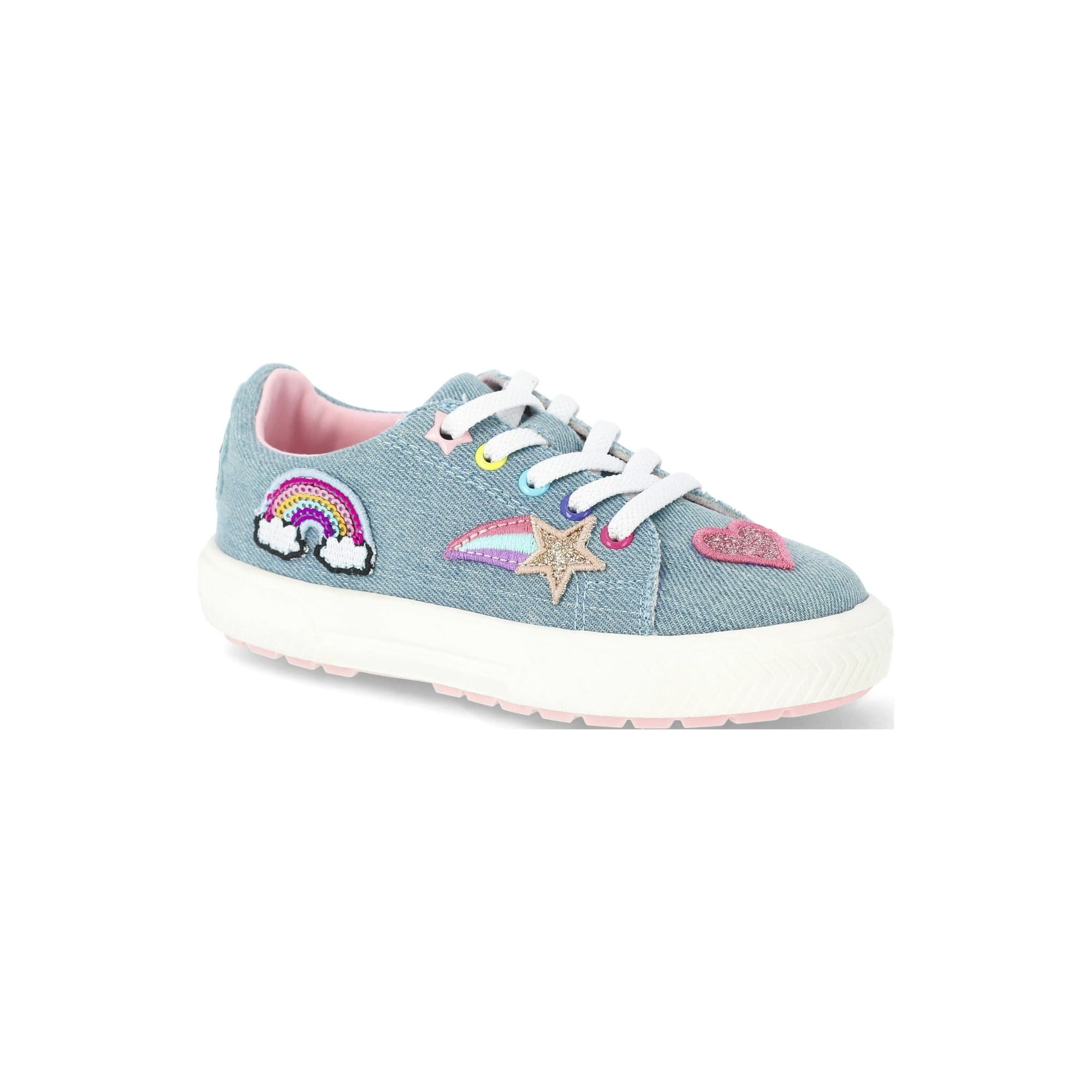 Walmart #ad :Wonder Nation Toddler Girls Denim Low Court Sneakers with Patches For $14.98