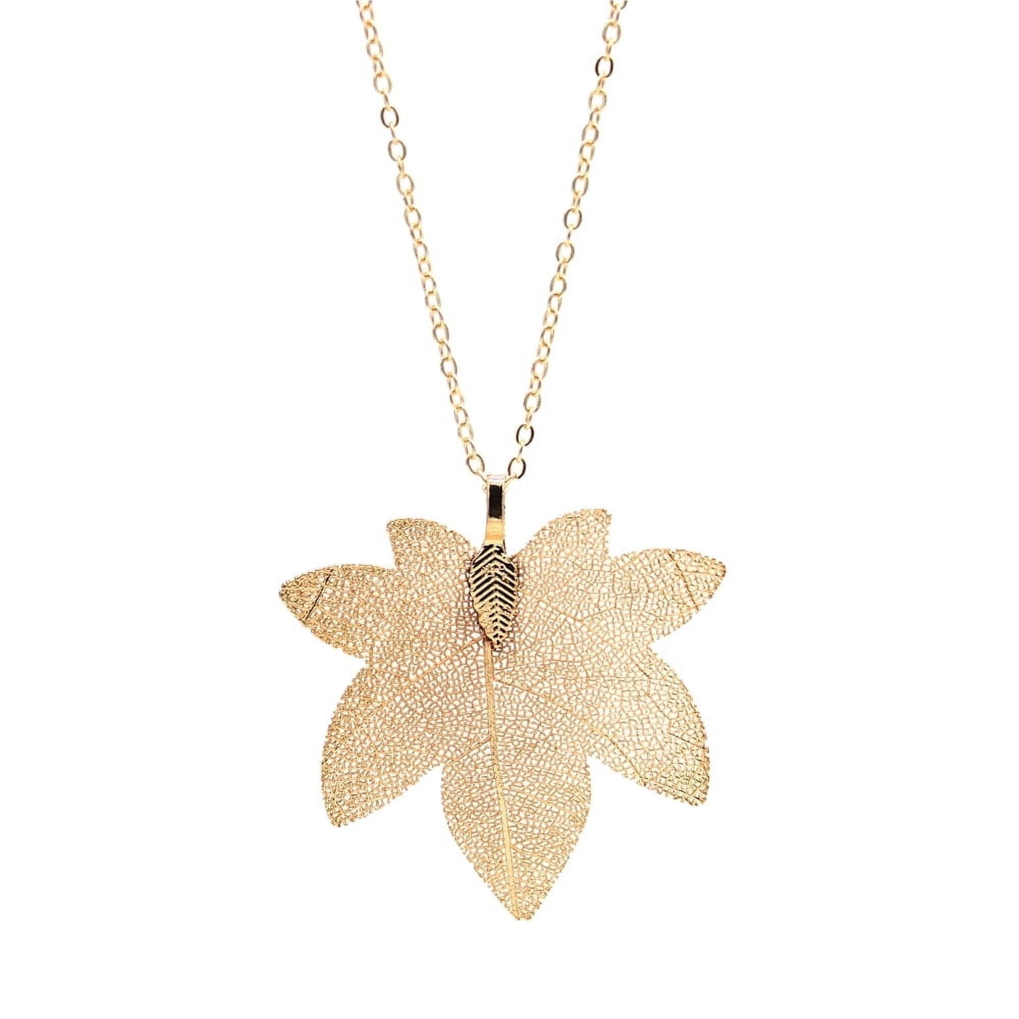 Walmart #ad :Handmade Natural Maple Leaf Necklace, 18k Yellow Gold-Plated, Cable Chain For $12.99 (Reg $59.99)