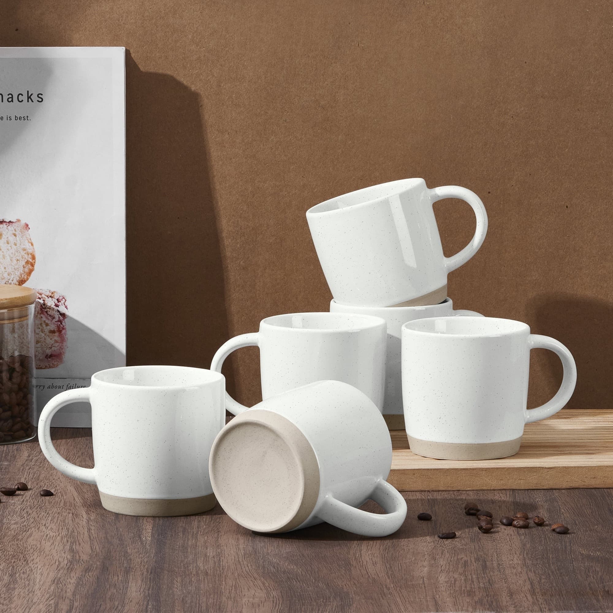 Walmart #ad :Vesteel Coffee Mugs Set of 6, 11oz Ceramic Coffee Cups Set with Makeup Clay for Coffee Tea Milk For $19.99 (Reg $29.99)